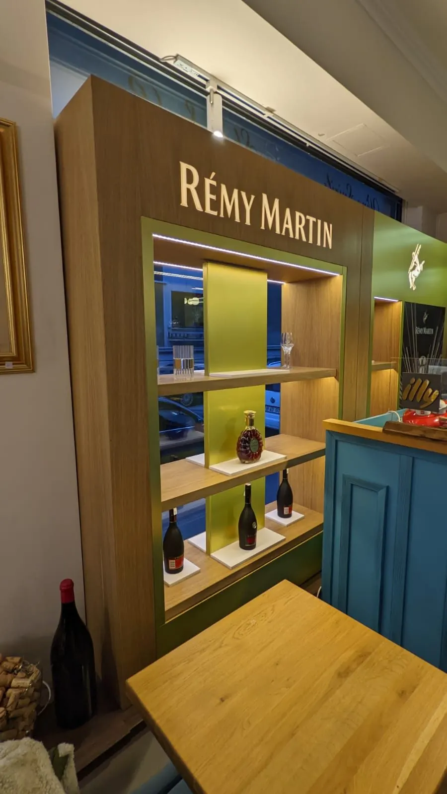 Rémy Martin display in wood and painted MDF